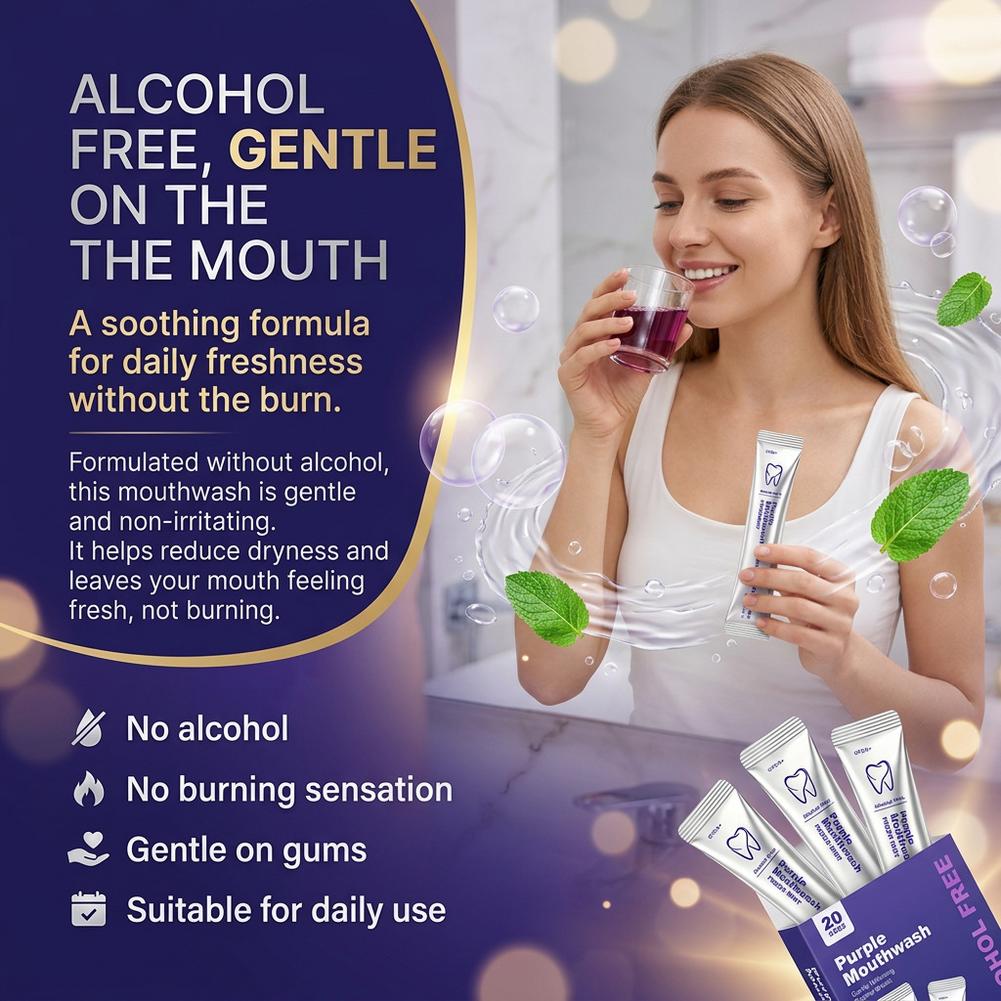 Teeth Whitening Mouthwash - Mor Renkli Ağız Gargarası, Diş Temizliği,
